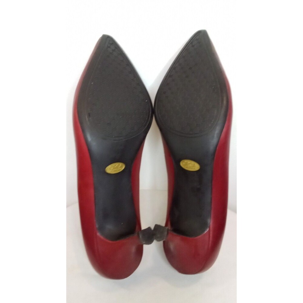 Red Leather Pumps Heels by Circa Joan & David Luxe Series Pointy Toe Size 6.5M - Picture 5 of 14